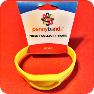 Mac n' Cheese Pennybandz® Elongated Pressed Penny Holder Wristband in Adult Size