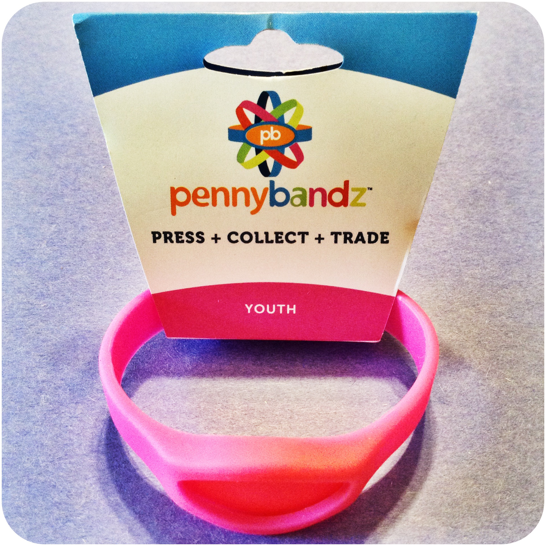 Pink Flamingo Pennybandz® Elongated Pressed Penny Holder Wristband in Youth Size
