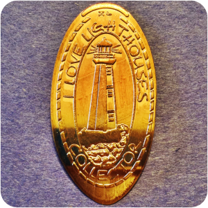 I Love Lighthouses Elongated Copper Collector Coin by James Kilcoyne in Kentucky
