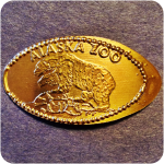 Brown Bear, Alaska Zoo, Anchorage, Alaska Elongated Smashed Pressed Copper Penny